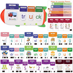 HUBFIVY Phonics Flash Cards Set with color-coded stages for progressive reading practice.