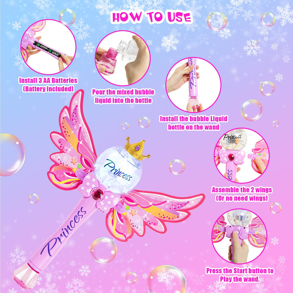 Hugeway Princess Bubble Wand durable ABS design safeguards playtime