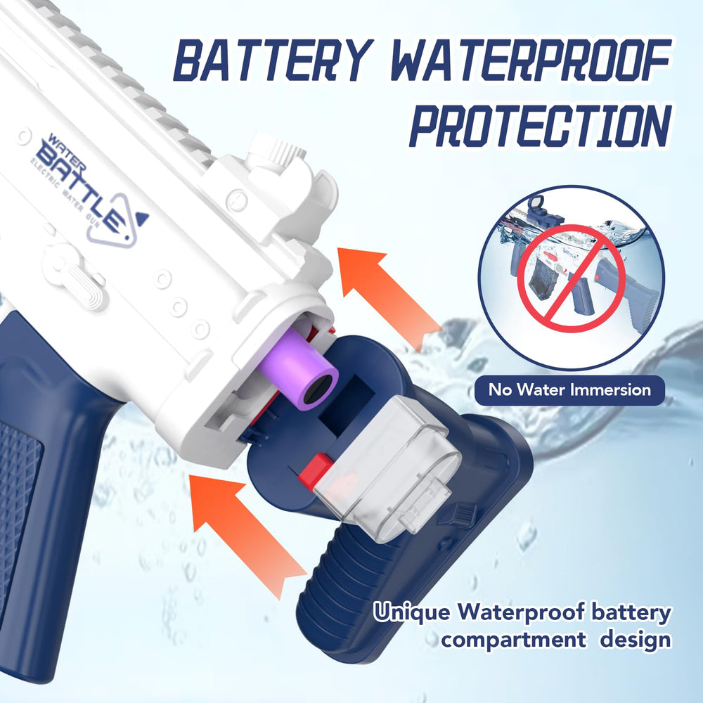 Hugeway water gun includes rechargeable batteries for long-lasting fun.