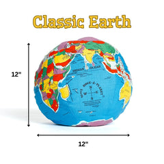 Hugg-A-Planet Classic Political Earth in-use, cozy companion for bedtime stories.