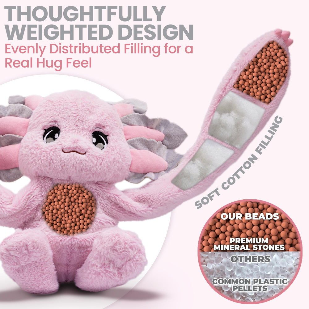 Huggle Healers Ula weighs 4.5 lb for a comforting, grounding feel when held