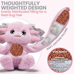 Huggle Healers Ula weighs 4.5 lb for a comforting, grounding feel when held