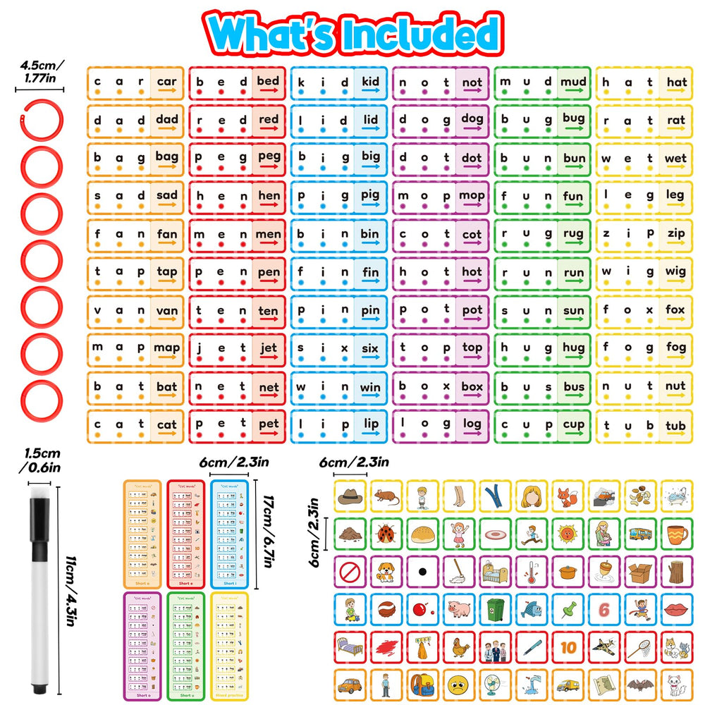 HugHush CVC Word Games cards dry-erase sides enable reusable practice.
