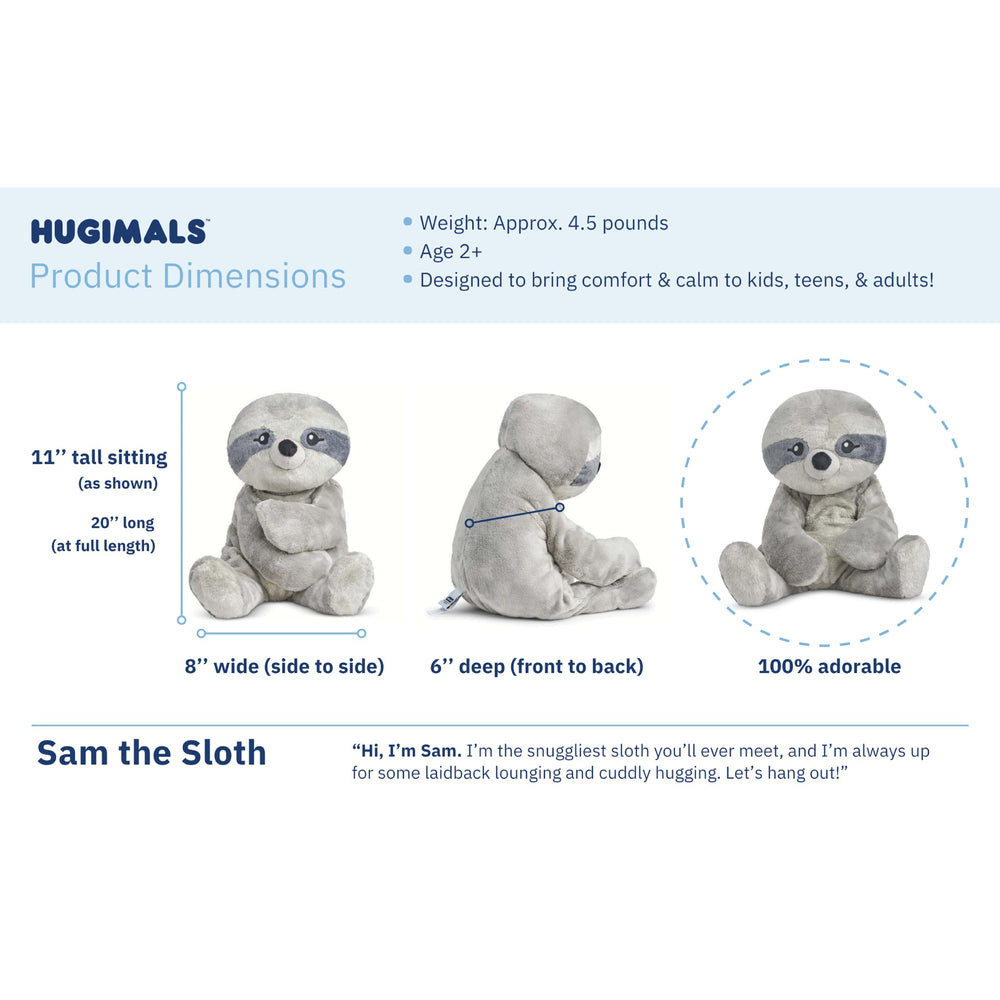 Hugimals Sam the Sloth snuggle-in-bed pose invites calm bedtime rituals.