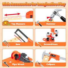 HUITEM Kids tool set measuring tape and caliper support early measurement play.