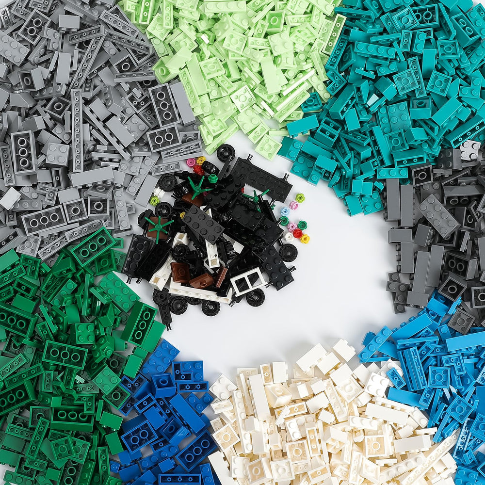 HUIZDQ 1800pcs blue-green-white bricks for creative construction