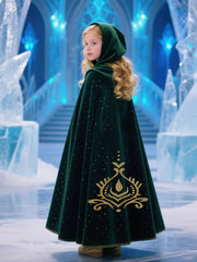 Hulaha Elsa-inspired cape with snowflake embroidery for charming pretend play.