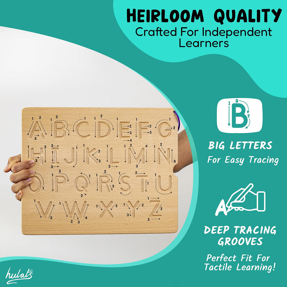 Hulats tracing board measures 11.5 x 9.3 x 0.4 inches for classroom use.