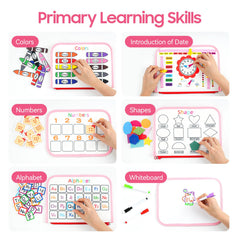 HumorPlay Busy Board presents an alphabet and shapes page for language and cognitive development.