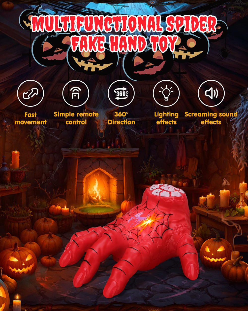 Humzo LED-light and spooky sound effects enhance Halloween ambience.