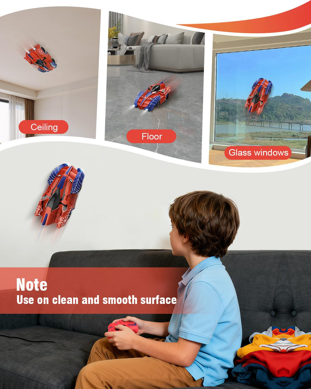Humzo Spider Hero ceiling run showcases ceiling traversal for imaginative play.