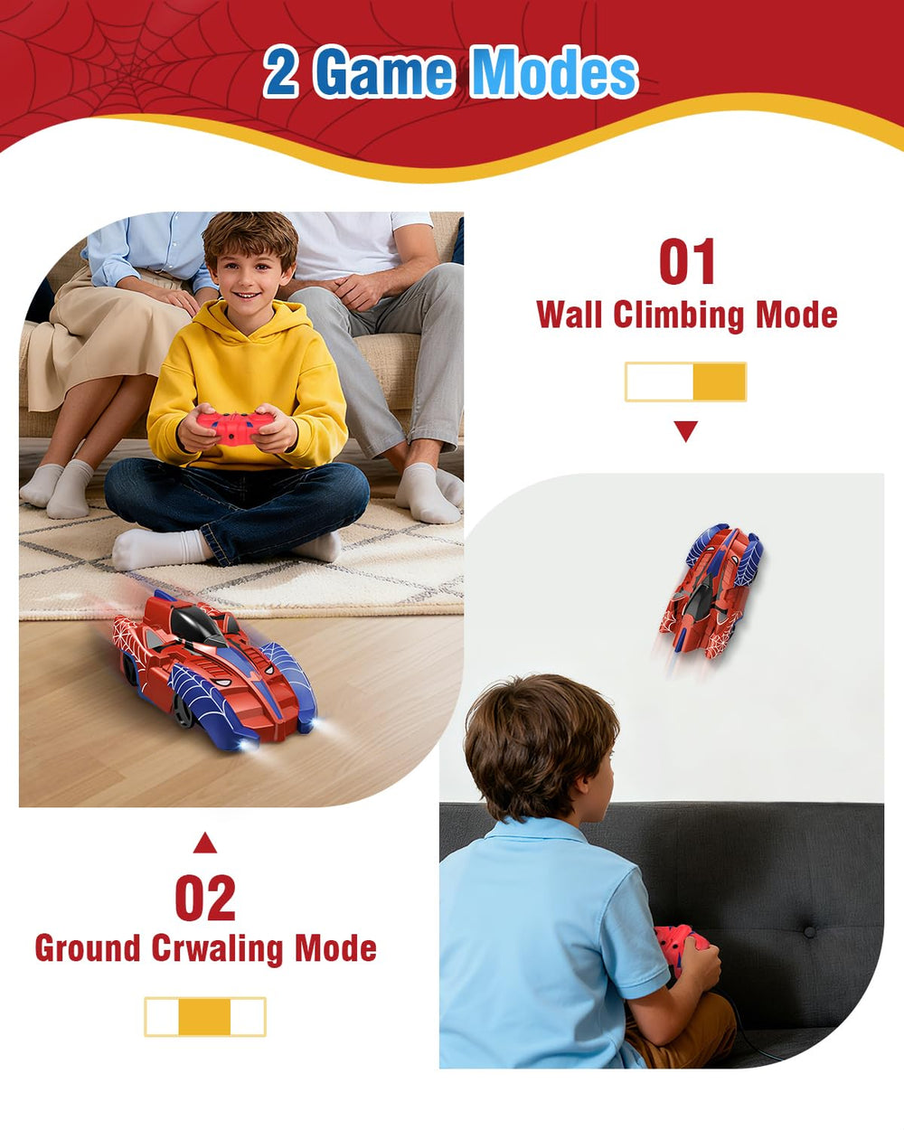 Humzo Spider Hero on-wall action climbs smoothly on vertical surfaces.