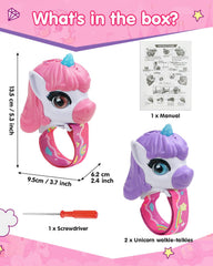 Humzo Unicorn Walkie Talkies offer clear audio and volume control for conversations.