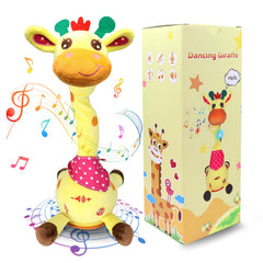 Hunfur talking dancing giraffe toy close-up showing cheerful face and interactive learning potential.