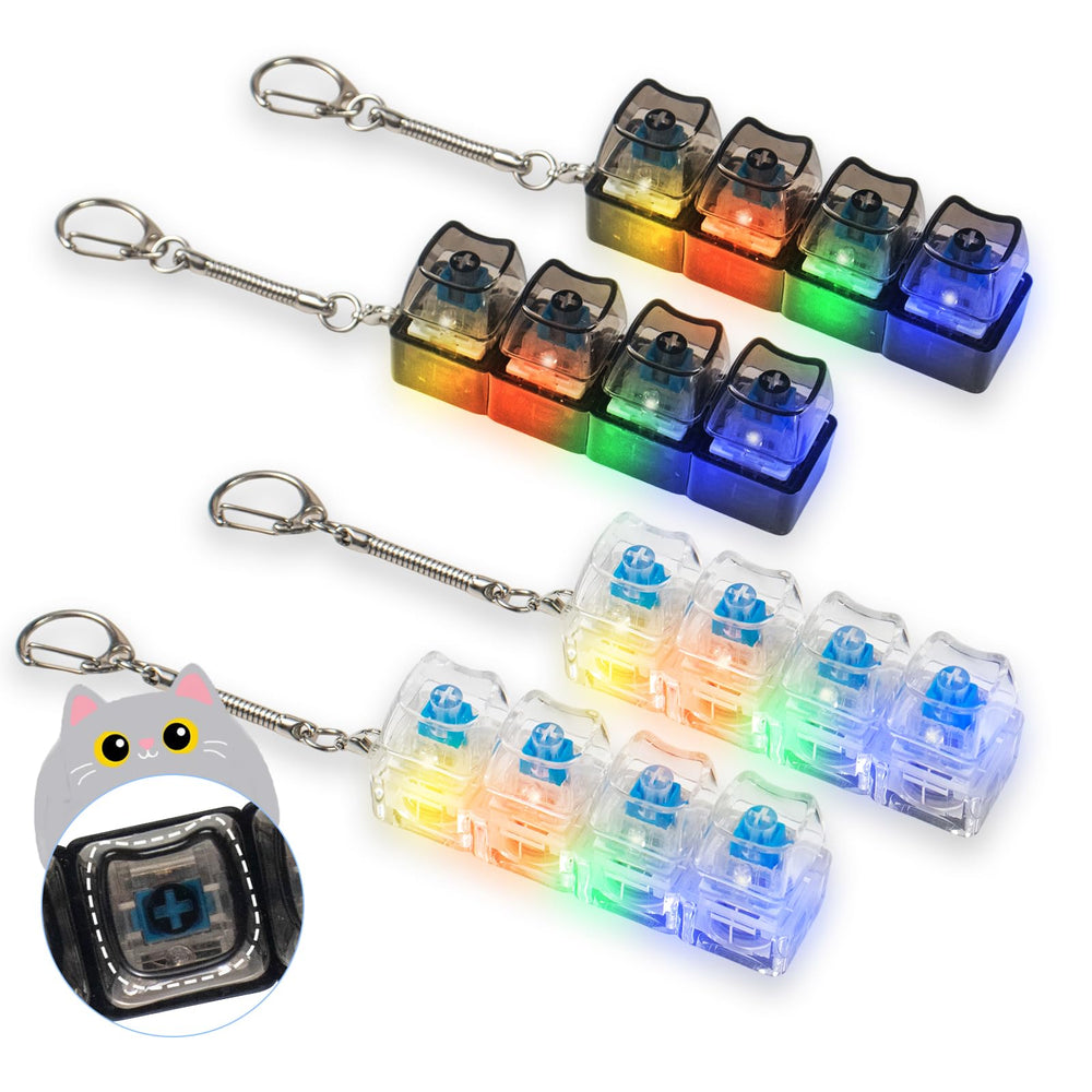 Hunfuthr 4-pack keyboard fidget cat white LED with colorful lights for stress relief.