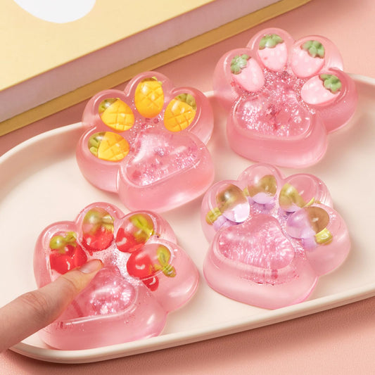 Hunfuthr fruit cat paw clear toy with cherries for stress relief and playful moments