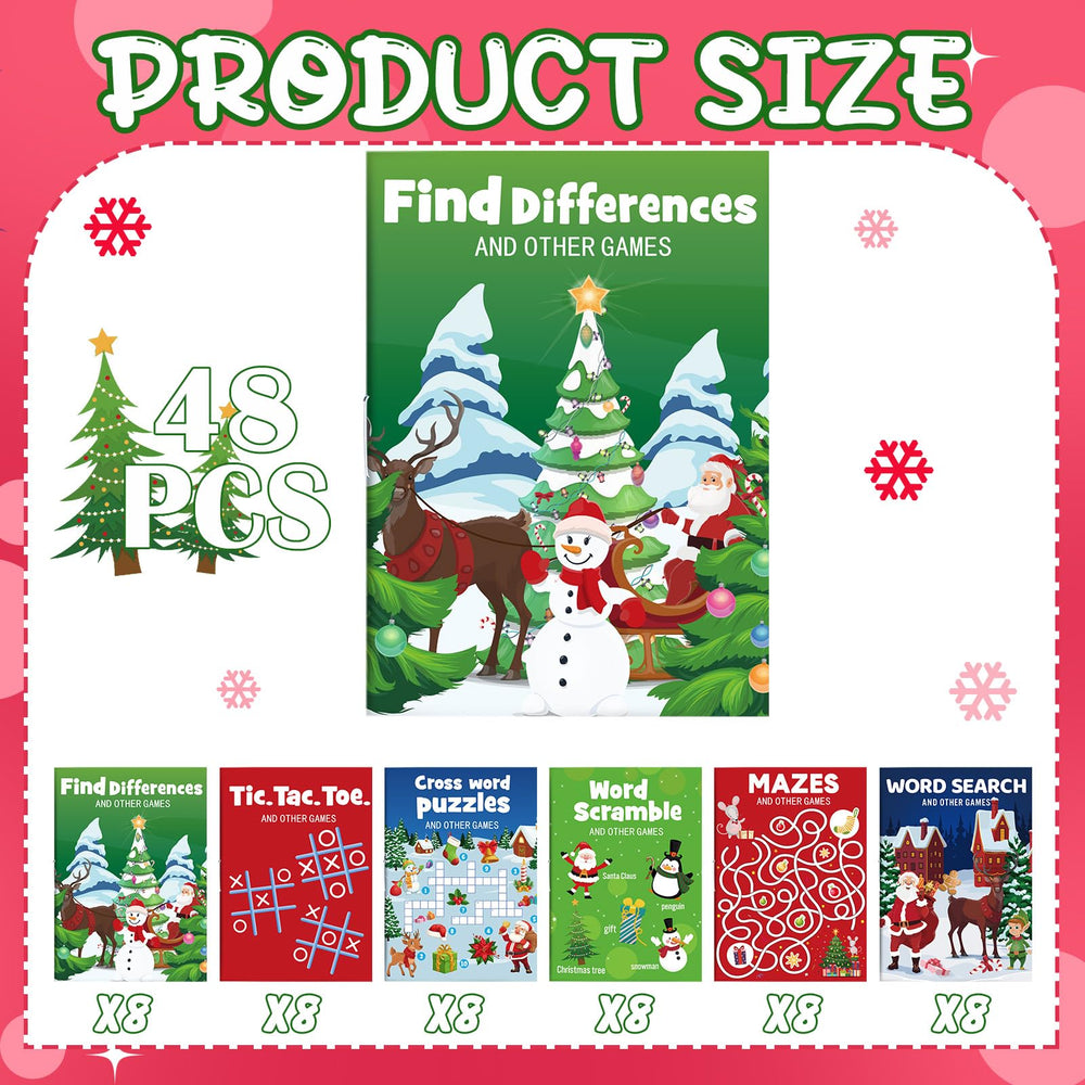 Hungdao Christmas mini activity book reindeer pattern, ideal stocking stuffer entertainment