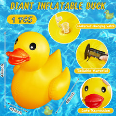 Hungdao yellow rubber duck pool float front view ideal for summer gatherings.