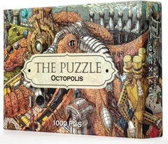 Hungry Minds Octopolis 1000-piece puzzle with intricate octopus scene for adult brain-teasing sessions.