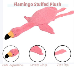 Huniupore flamingo plush closeup stitches shows premium craftsmanship and realism.