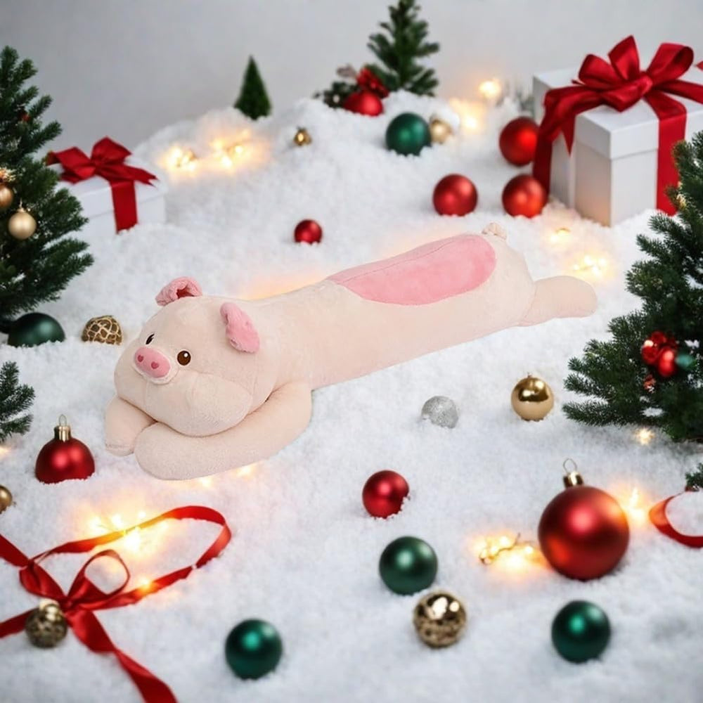 Huniupore giant pig plush in a bedroom decor setting for cozy ambiance