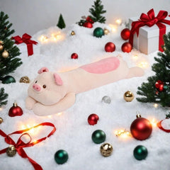Huniupore giant pig plush in a bedroom decor setting for cozy ambiance