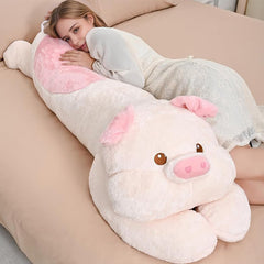 Huniupore giant pig stuffed animal in sleeping hug for cozy bedtime