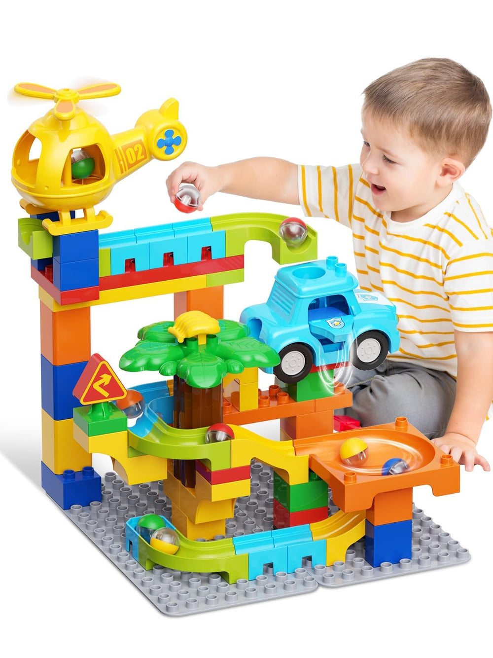 Hunloot 4in1 marble runs block set for creative, hands-on learning