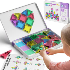 Hunloot mini magnetic tiles 40pcs for portable travel play and creativity