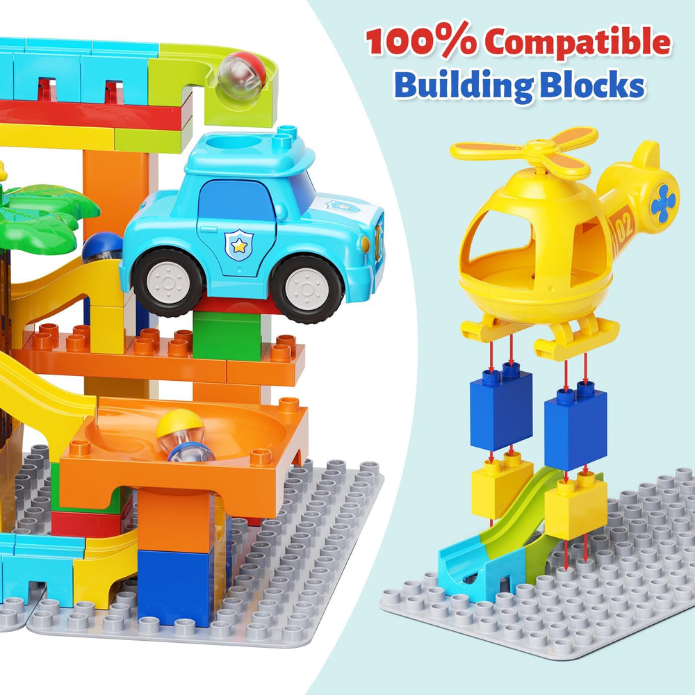 Hunloot propeller toggle guides marbles down from airplane to car playfully