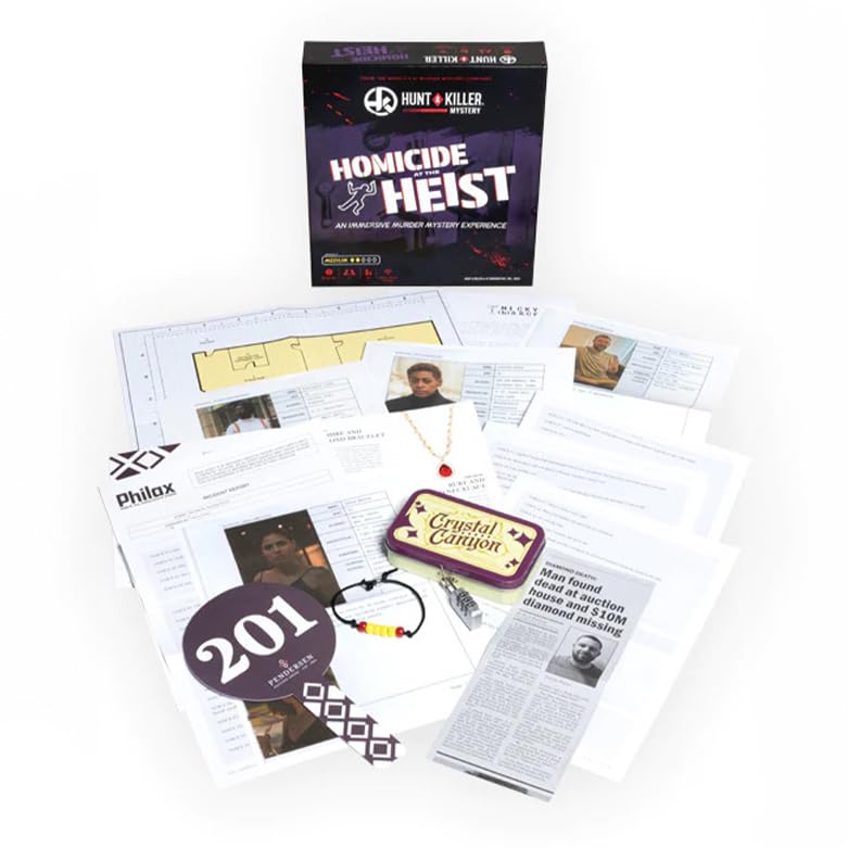 Detective case files and evidence cards from Hunt A Killer fuel deduction