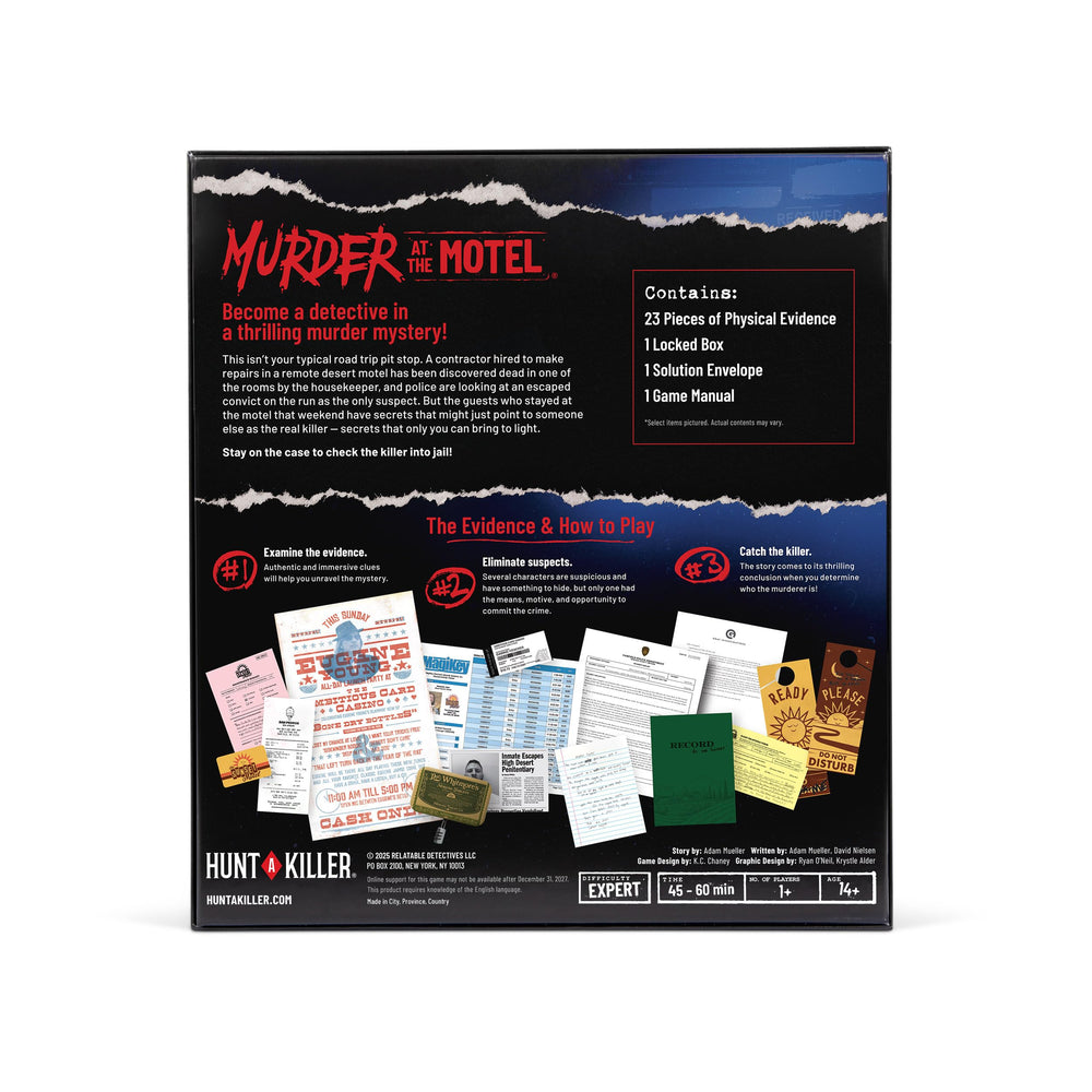 Hunt A Killer Murder at the Motel forensic items layout supports logical investigation