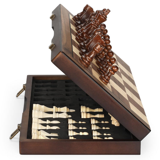 Hurdaos magnetic wooden chess board open layout suitable for elegant home play