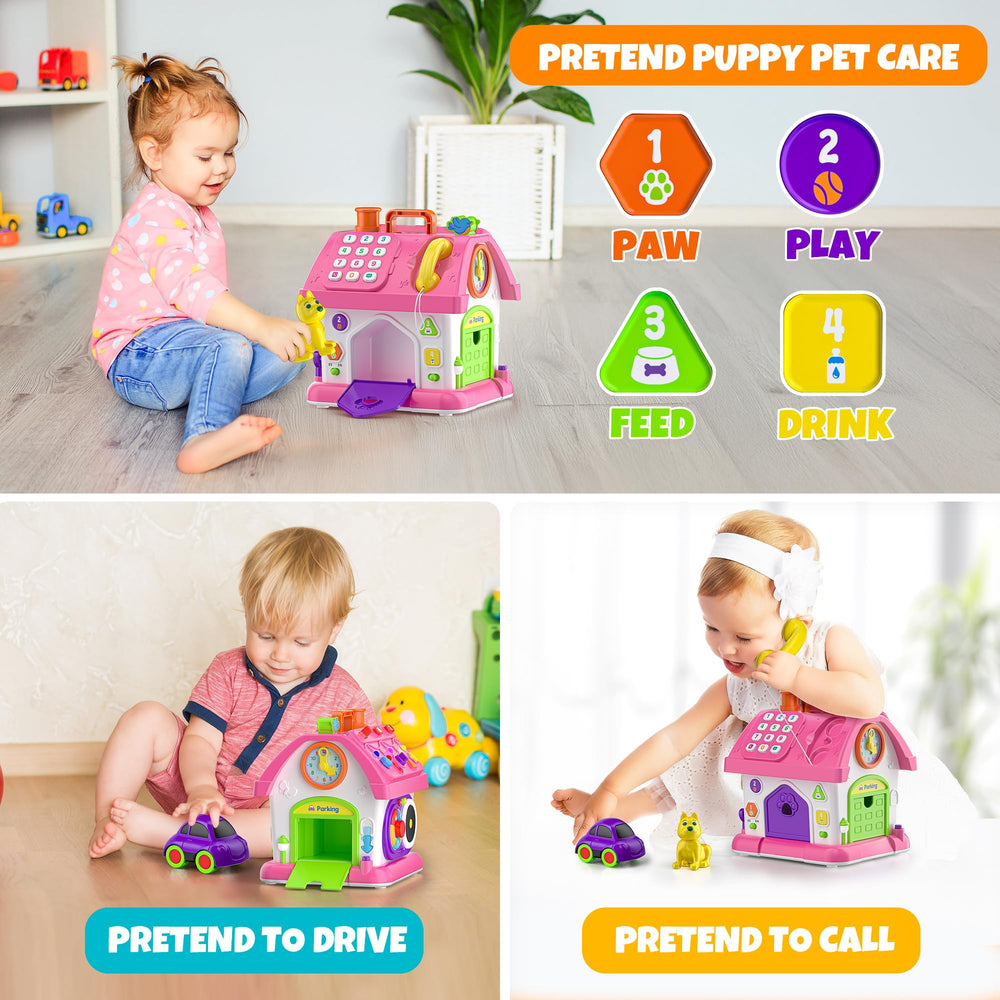 Hurdaos toy house car toy promotes motor coordination during play.