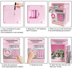 HUSAN anti fall ABS material ensures a durable kid friendly piggy bank.