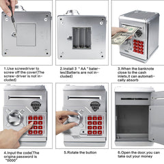 HUSAN piggy bank durable ABS construction for long use.