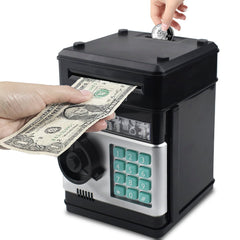 HUSAN piggy bank front view with secure 4-digit code for kids