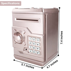 HUSAN Rose Gold Piggy Bank with coin slot and bill entry