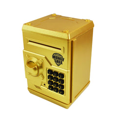 HUSAN piggy bank front view showing secure saving for kids