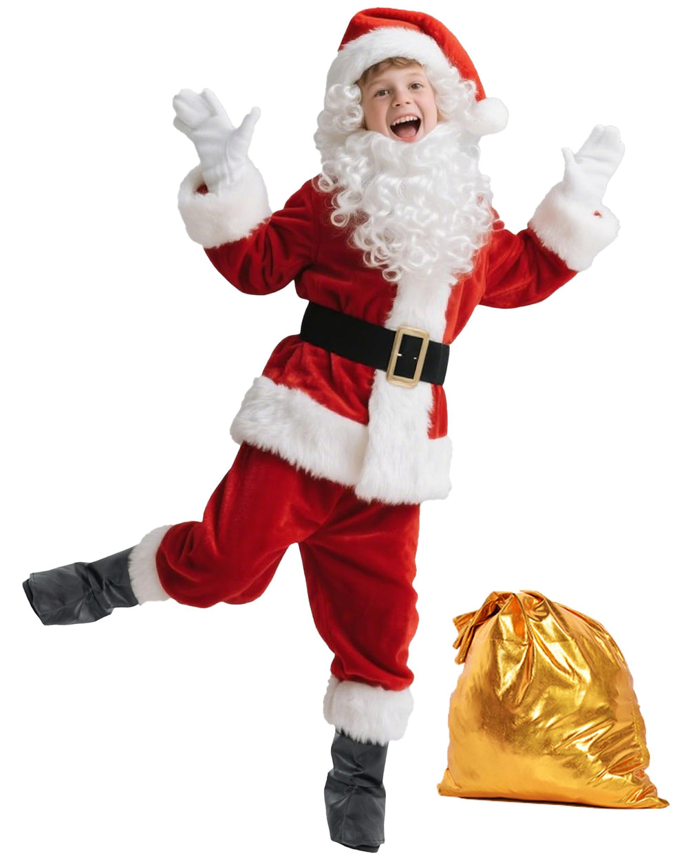 Husayn Kids Santa coat plush velvet for cozy festive looks and photos