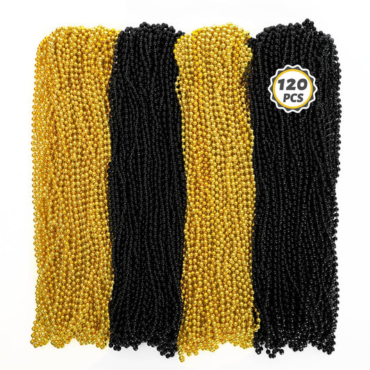 Huskein 120-piece New Year's beaded necklace in 33-inch blackgold for festive use