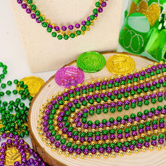 Huskein 200-piece bulk Mardi Gras beads for party planning