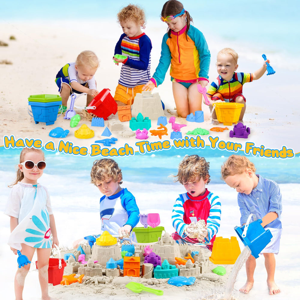 HUUIDY sand castle molds in bright shapes to spark cooperative building