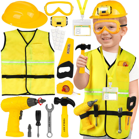 HUUIDY construction vest and hard hat for safe pretend play adventures