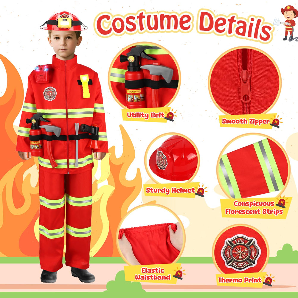 HUUIDY firefighter helmet with light for nighttime rescue pretend play.