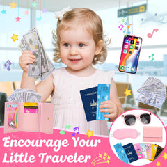 HUUIDY toy phone lights up with pretend apps for music and giggles.