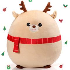 Huwena reindeer pillow 14in close-up highlighting soft fabric for cozy cuddles.