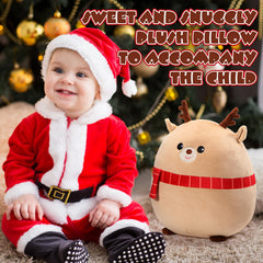 Huwena reindeer pillow bright eyes and smile create a cheerful holiday accent.