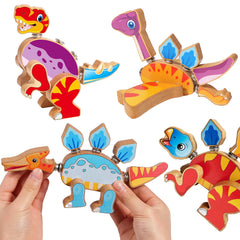 HUZU dinosaur snap connectivity shows secure pieces that click together for sturdy construction
