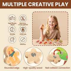 HUZU wooden ornaments showcase colorful designs for creative decorating.